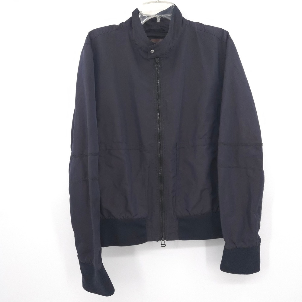 Hugo Boss Oberst Lightweight Bomber Jacket Mens L Navy Blue Full Zip Snap Collar